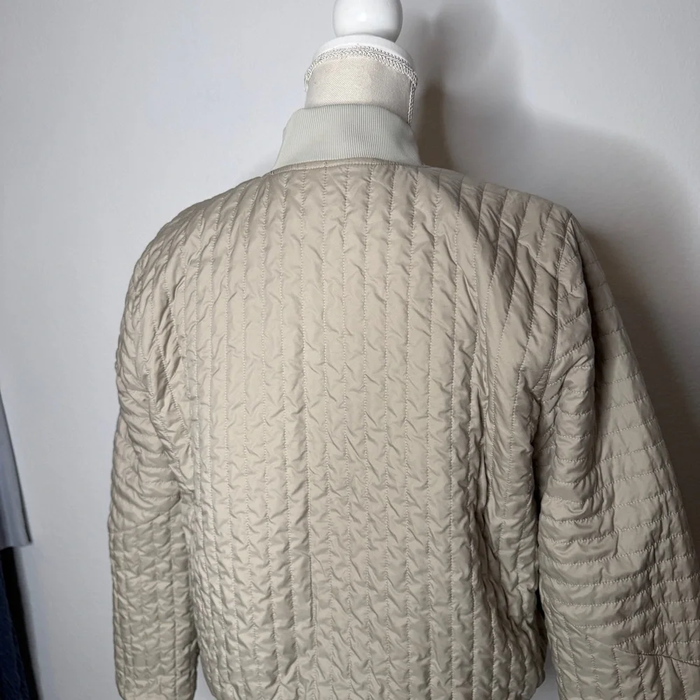 Lululemon Non Stop Bomber Jacket Raw Linen Reversible Quilted Nylon Size 10